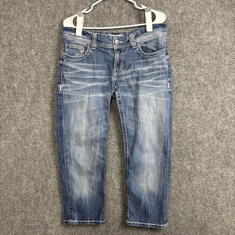 BKE Sabrina Capri Crop Jeans Womens Size 32 Blue Flawed
